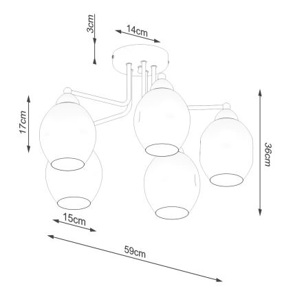 Lampadario a sospensione con supporto rigido FILLAN 5xE27/60W/230V nero