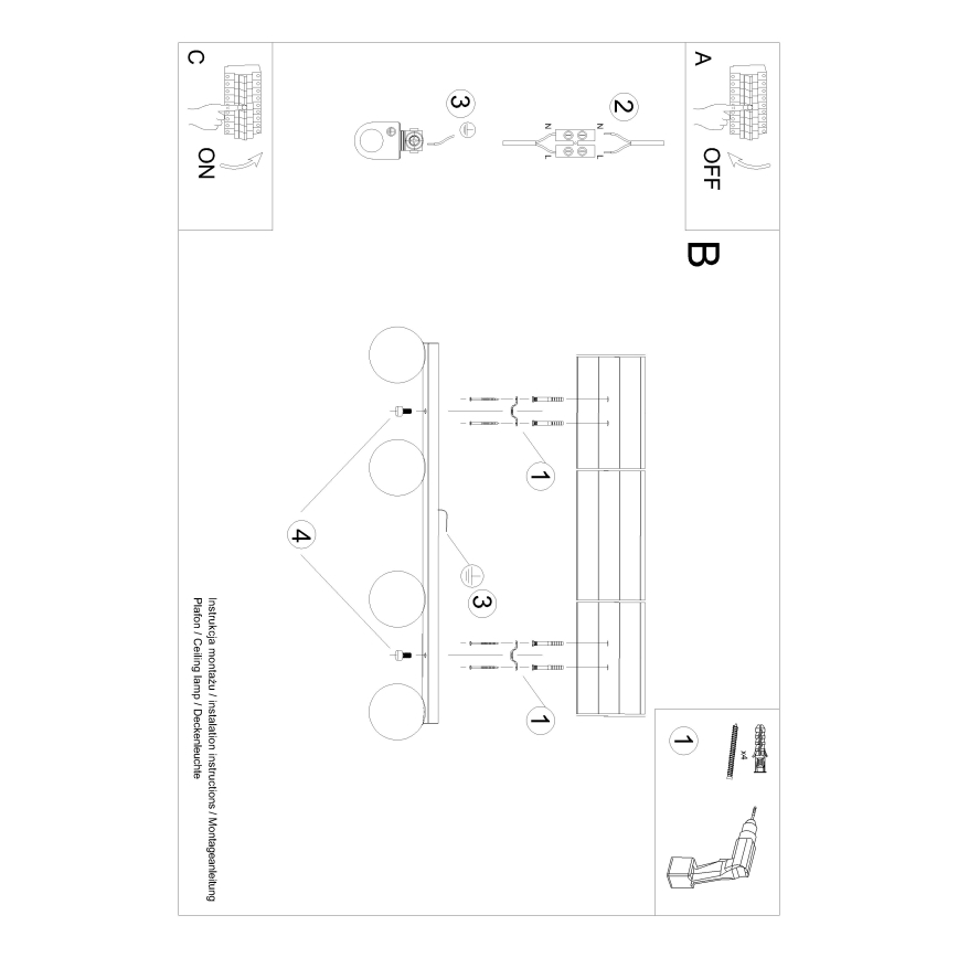 Plafoniera YOLI 4xG9/12W/230V bianco