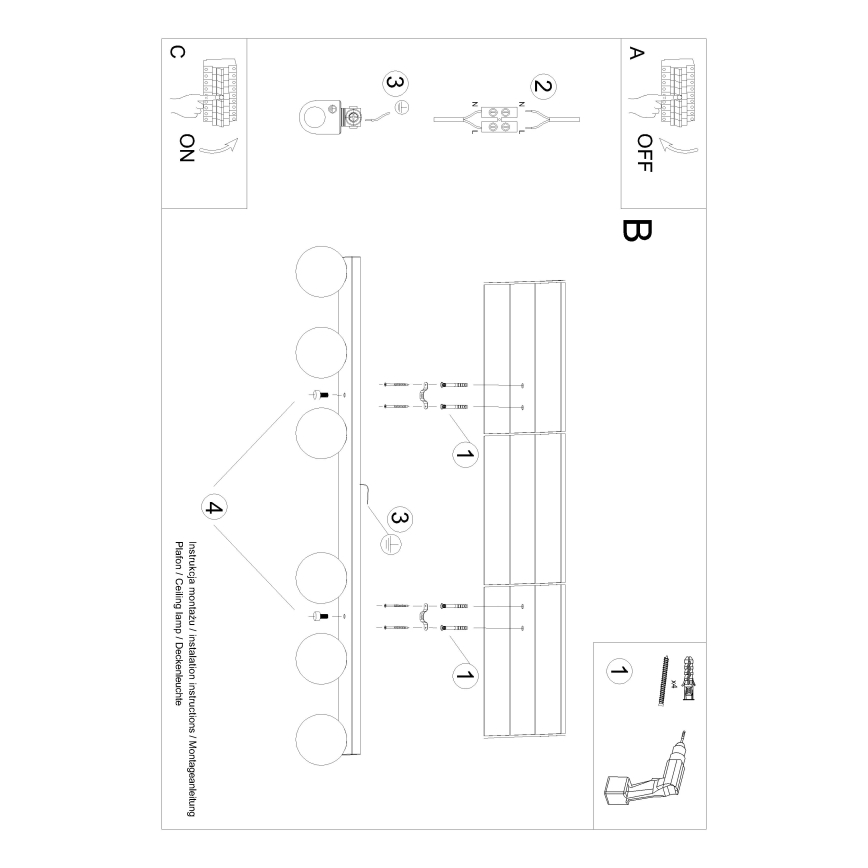 Lampada da soffitto YOLI 6xG9/12W/230V nero
