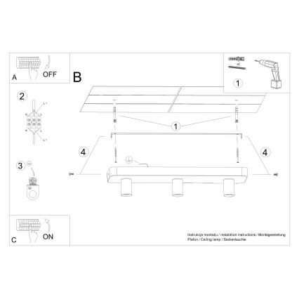 Faretto TAVO 3xE27/15W/230V calcestruzzo