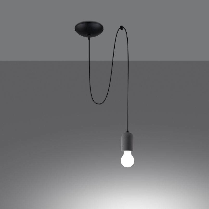 Lampadario a sospensione con filo NESO 1xE27/15W/230V ragno calcestruzzo