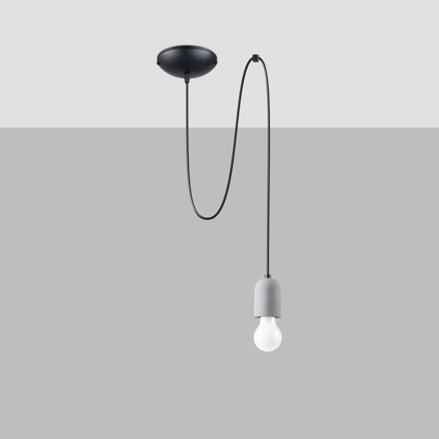 Lampadario a sospensione con filo NESO 1xE27/15W/230V ragno calcestruzzo