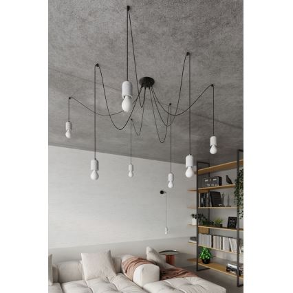 Lampadario a sospensione con filo NESO 5xE27/15W/230V ragno calcestruzzo