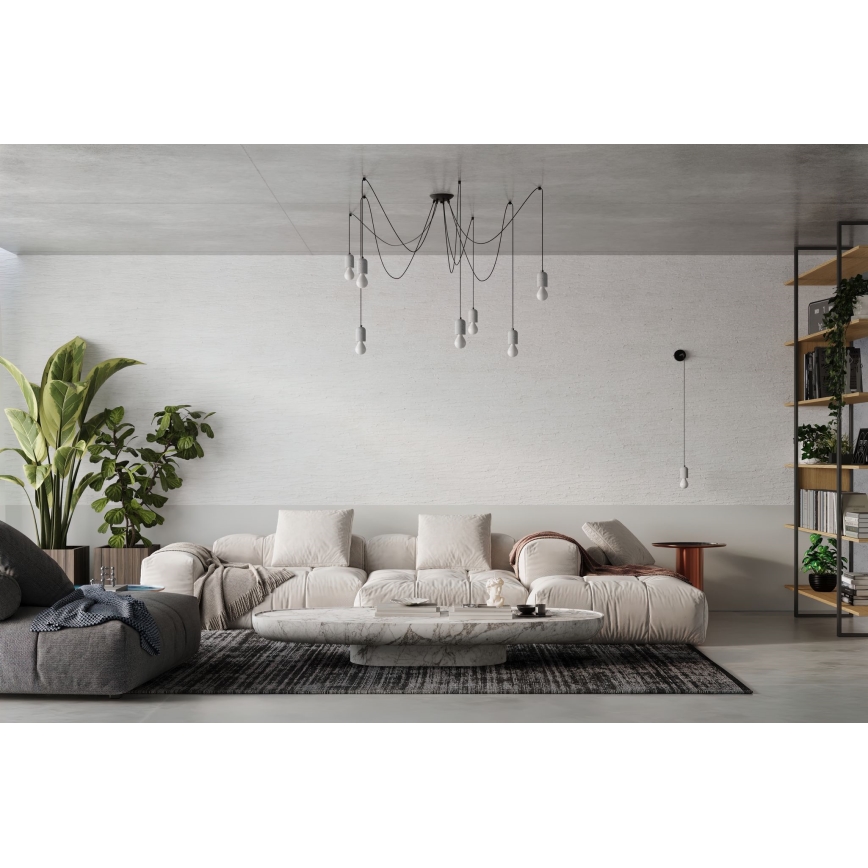 Lampadario a sospensione con filo NESO 5xE27/15W/230V ragno calcestruzzo