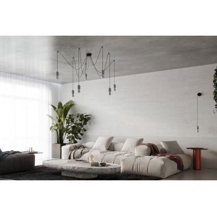 Lampadario a sospensione con filo NESO 5xE27/15W/230V ragno calcestruzzo