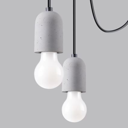 Lampadario a sospensione con filo NESO 5xE27/15W/230V ragno calcestruzzo