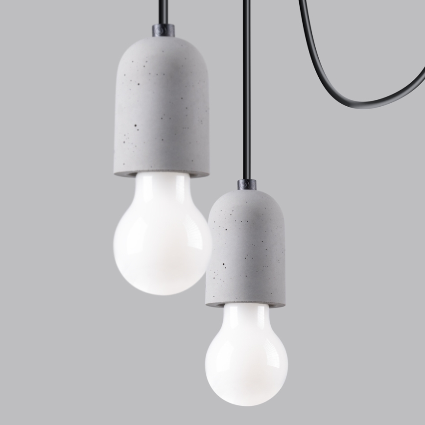 Lampadario a sospensione con filo NESO 5xE27/15W/230V ragno calcestruzzo