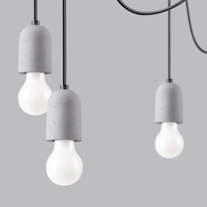 Lampadario a sospensione con filo NESO 7xE27/15W/230V ragno calcestruzzo
