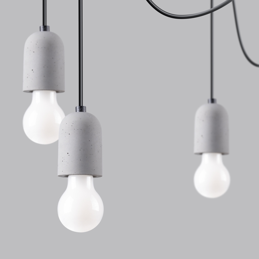 Lampadario a sospensione con filo NESO 7xE27/15W/230V ragno calcestruzzo
