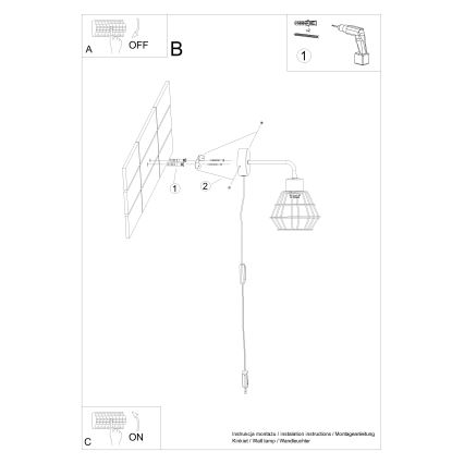 Applique SUBA 1xE27/15W/230V nero