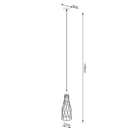 Lampadario a sospensione con filo SUBA 1xE27/15W/230V nero