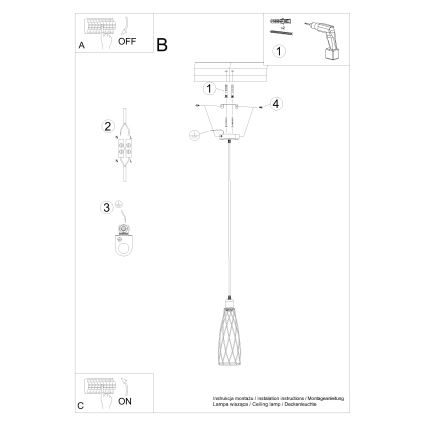 Lampadario a sospensione con filo SUBA 1xE27/15W/230V nero