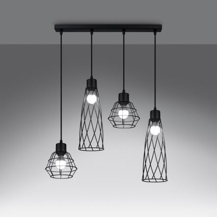 Lampadario a sospensione con filo SUBA 4xE27/15W/230V nero