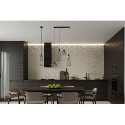 Lampadario a sospensione con filo SUBA 4xE27/15W/230V nero