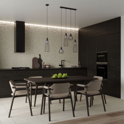 Lampadario a sospensione con filo SUBA 4xE27/15W/230V nero