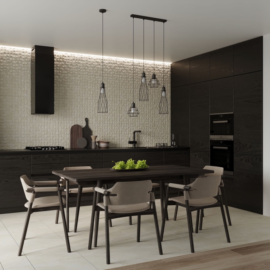 Lampadario a sospensione con filo SUBA 4xE27/15W/230V nero