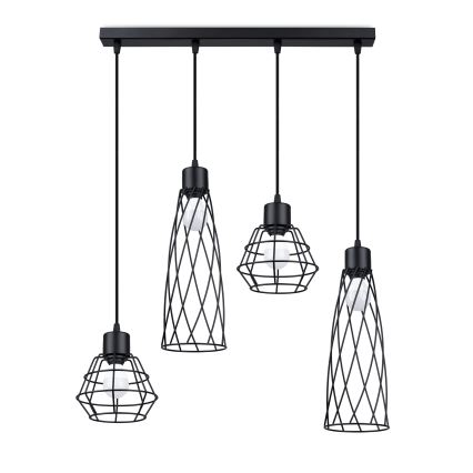Lampadario a sospensione con filo SUBA 4xE27/15W/230V nero