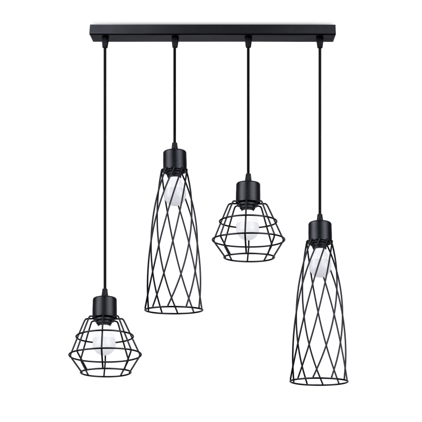 Lampadario a sospensione con filo SUBA 4xE27/15W/230V nero