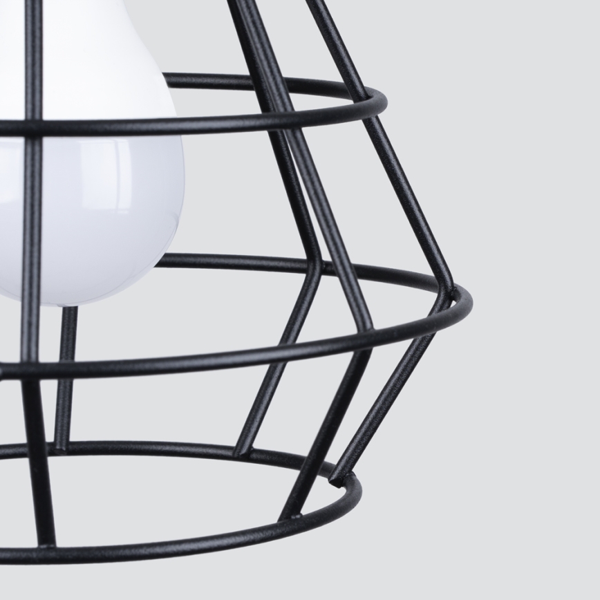 Lampadario a sospensione con filo SUBA 4xE27/15W/230V nero