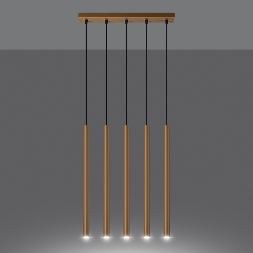 Lampadario a sospensione con filo PASTELO 5xG9/8W/230V oro