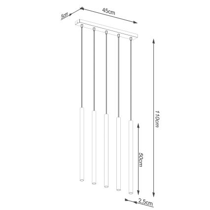 Lampadario a sospensione con filo PASTELO 5xG9/8W/230V oro