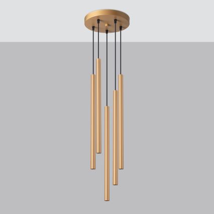 Lampadario a sospensione con filo PASTELO 5xG9/8W/230V oro