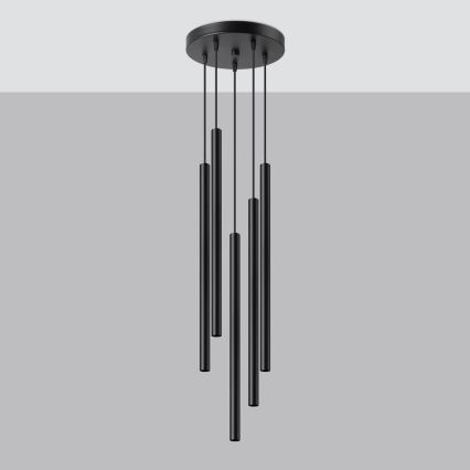 Lampadario a sospensione con filo PASTELO 5xG9/8W/230V nero