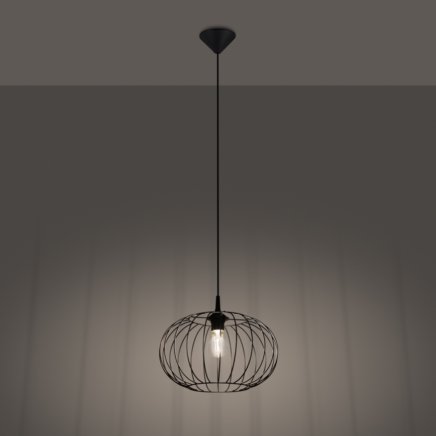 Lampadario a sospensione con filo TSUNO 1xE27/15W/230V nero