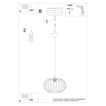 Lampadario a sospensione con filo TSUNO 1xE27/15W/230V nero