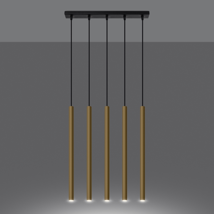 Lampadario a sospensione con filo PASTELO 5xG9/8W/230V oro
