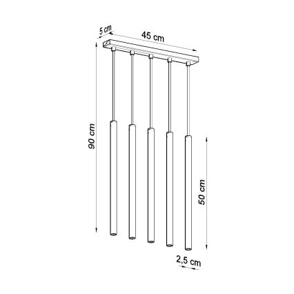 Lampadario a sospensione con filo PASTELO 5xG9/8W/230V oro