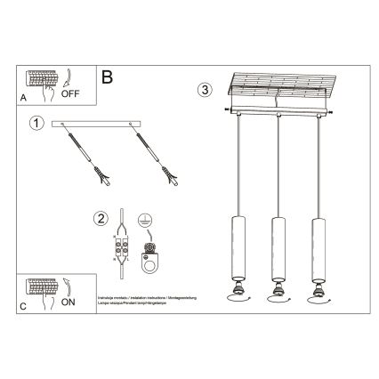 Lampadario a sospensione con filo LAGOS 3xGU10/10W/230V oro