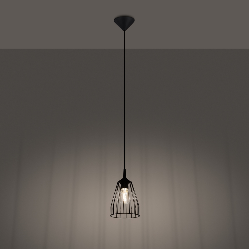 Lampadario a sospensione con filo LEYO 1xE27/15W/230V nero