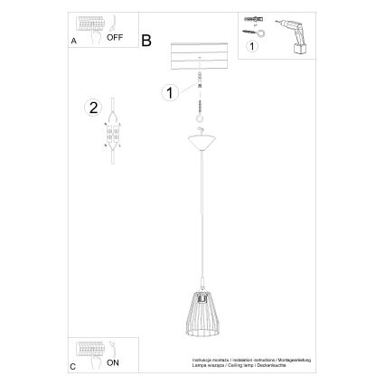 Lampadario a sospensione con filo LEYO 1xE27/15W/230V nero