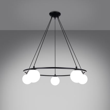 Lampadario a sospensione con filo YOLI 5xG9/8W/230V nero