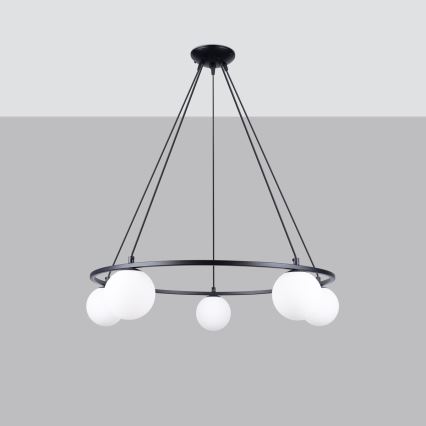 Lampadario a sospensione con filo YOLI 5xG9/8W/230V nero