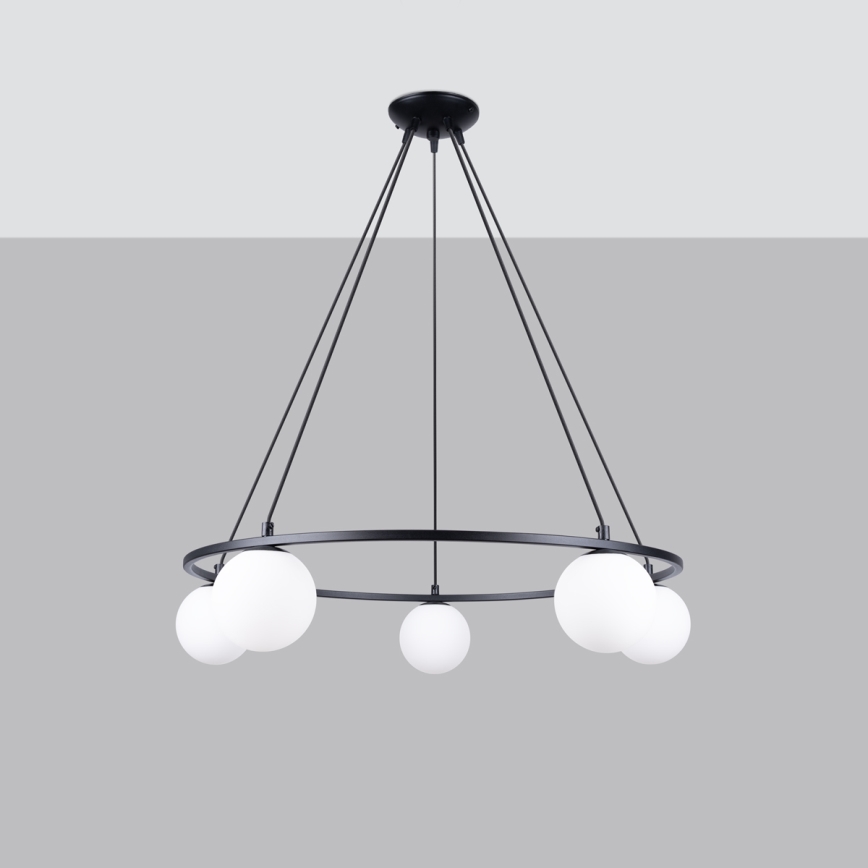 Lampadario a sospensione con filo YOLI 5xG9/8W/230V nero