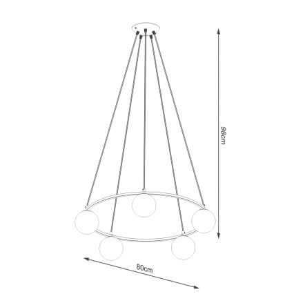 Lampadario a sospensione con filo YOLI 5xG9/8W/230V nero