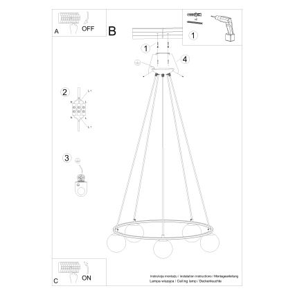 Lampadario a sospensione con filo YOLI 5xG9/8W/230V nero