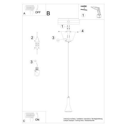 Lampadario a sospensione con filo REA 1xE14/12W/230V calcestruzzo