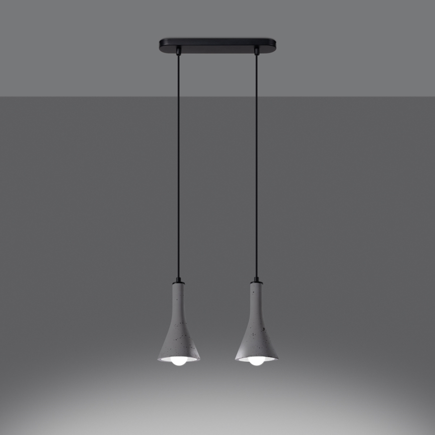 Lampadario a sospensione con filo REA 2xE14/12W/230V calcestruzzo