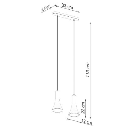 Lampadario a sospensione con filo REA 2xE14/12W/230V calcestruzzo