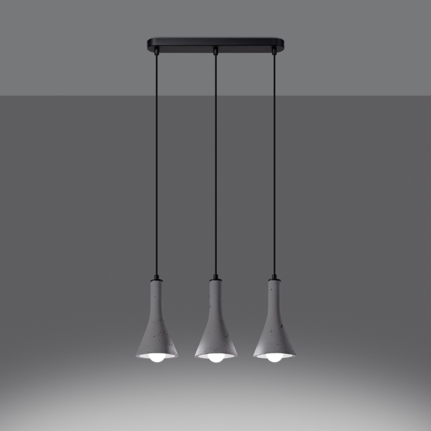 Lampadario a sospensione con filo REA 3xE14/12W/230V calcestruzzo