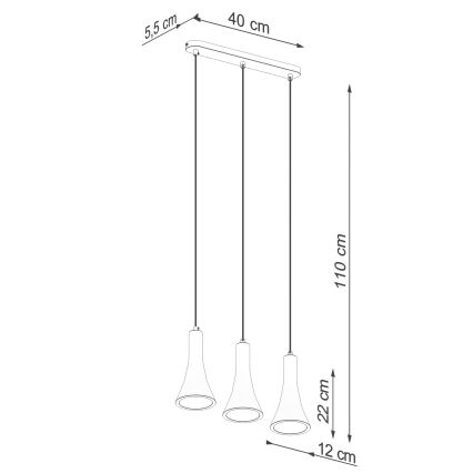 Lampadario a sospensione con filo REA 3xE14/12W/230V calcestruzzo