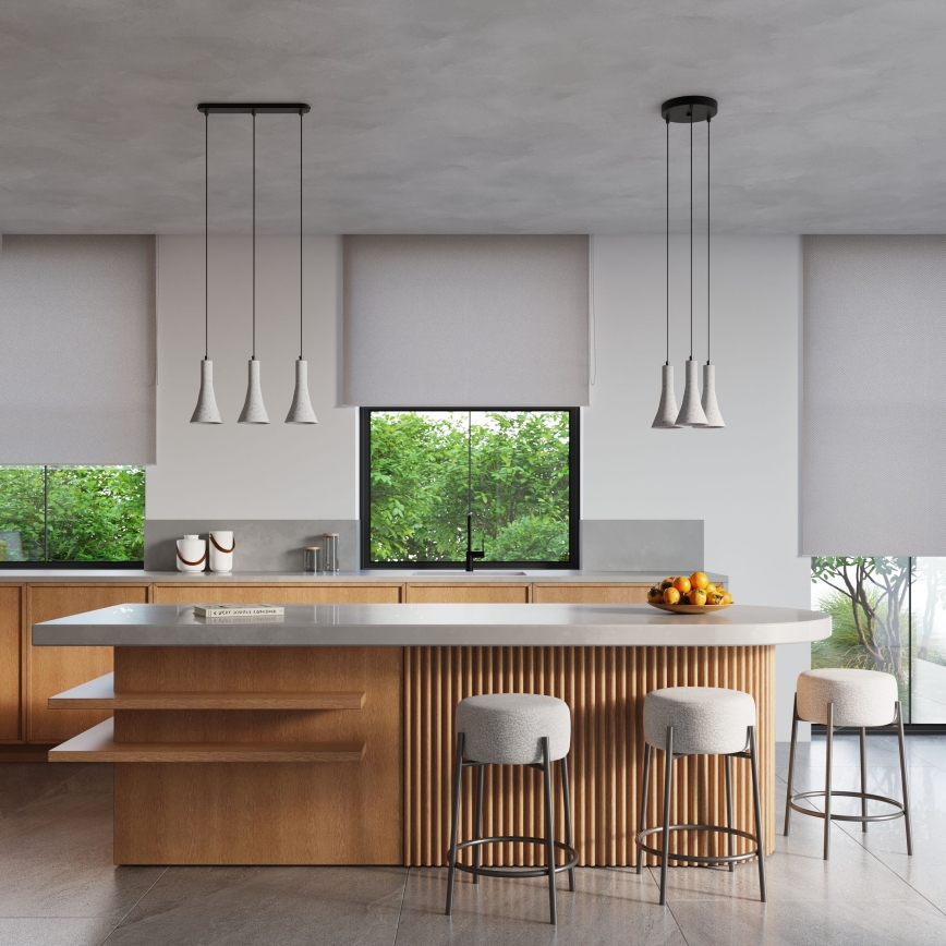 Lampadario a sospensione con filo REA 3xE14/12W/230V calcestruzzo