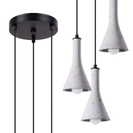 Lampadario a sospensione con filo REA 3xE14/12W/230V calcestruzzo