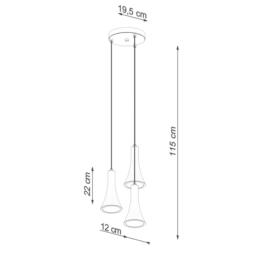 Lampadario a sospensione con filo REA 3xE14/12W/230V calcestruzzo