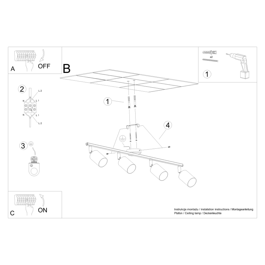 Faretto LEMMI 4xGU10/10W/230V bianco