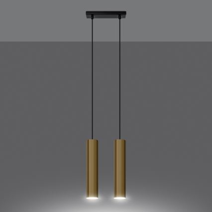 Lampadario a sospensione con filo LAGOS 2xGU10/10W/230V oro