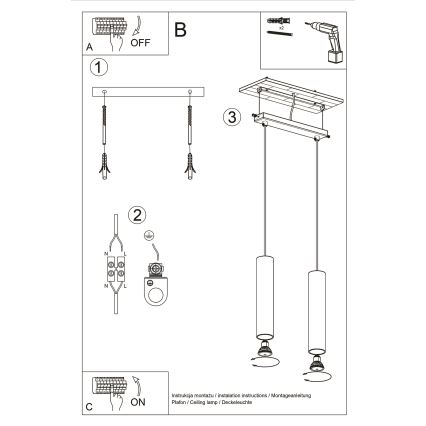 Lampadario a sospensione con filo LAGOS 2xGU10/10W/230V oro